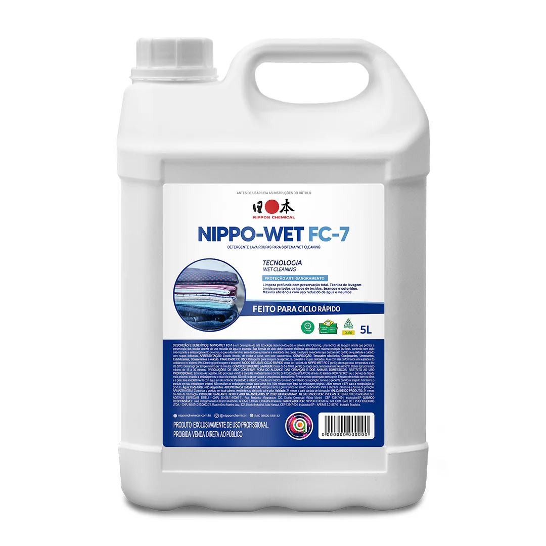 NIPPO-WET FC-7 – Detergente Lava Roupas para Sistema Wet Cleaning